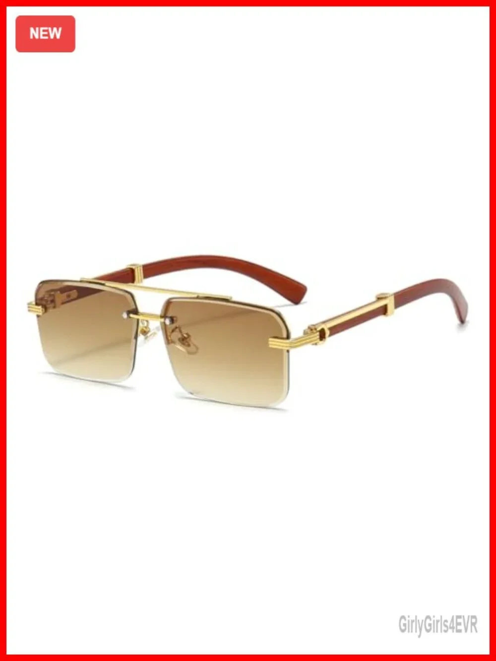 Men's Rimless Rectangle Sunglasses with UV400 Protection